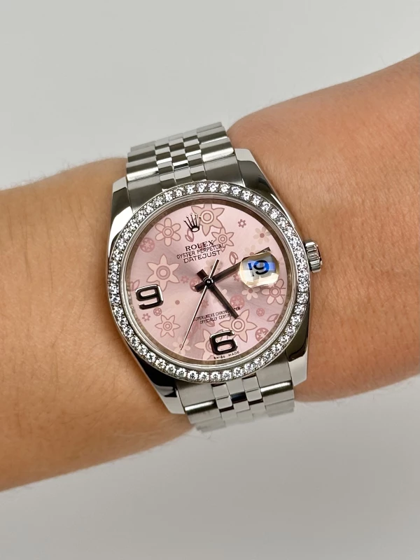 Rolex 36mm Steel and White Gold Pink Floral 116244-0004 8