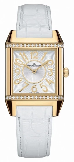 Squadra Silver Dial 18kt Yellow Gold White Leather Ladies