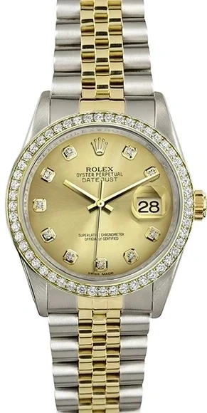 36 mm, steel, yellow gold and diamonds