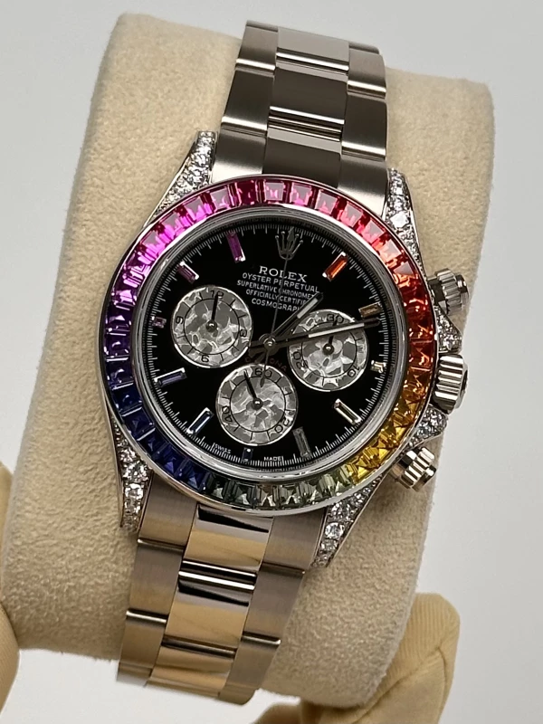 Rolex 40 mm Rainbow White Gold Diamonds Aftermarket 116509XLAB 4