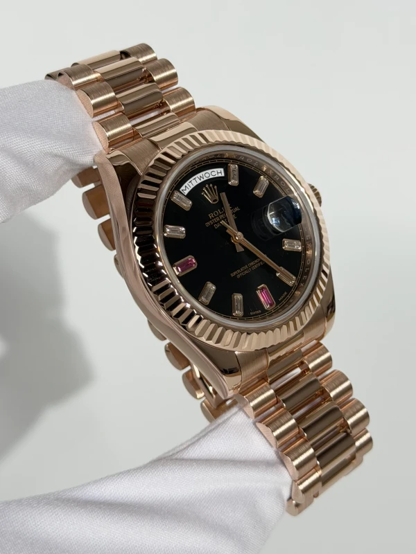 Rolex II 41mm Everose Gold 218235 Black Diamonds 2