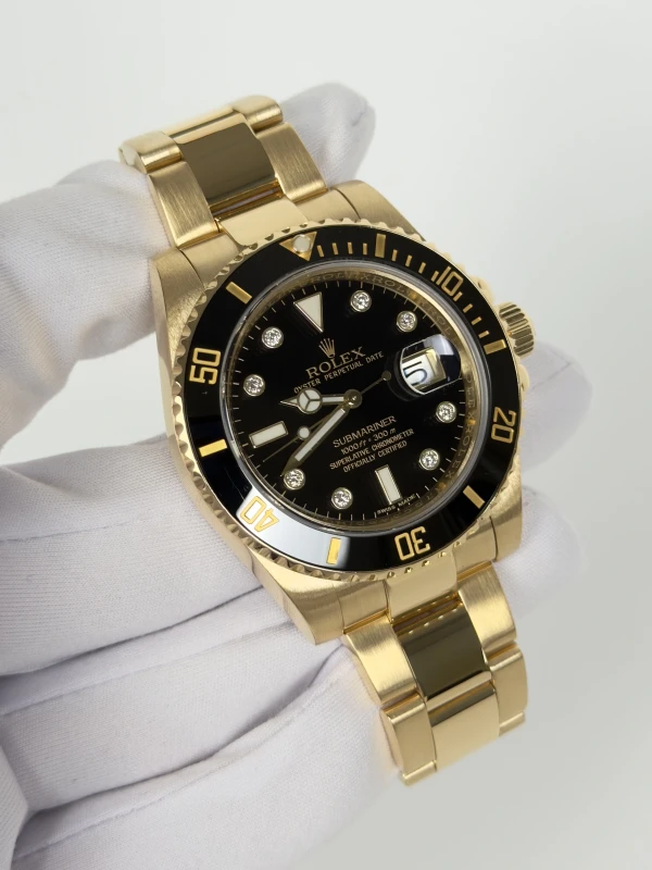 Rolex Date 40mm Yellow Gold Ceramic 116618 black dial 8 diamond 2