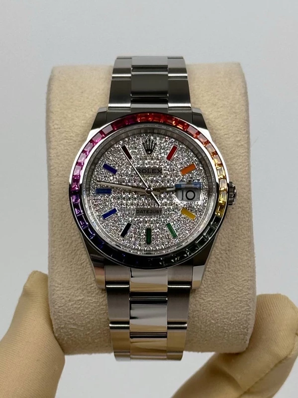 Rolex 36 mm Rainbow Pave Diamond Dial 126200 2