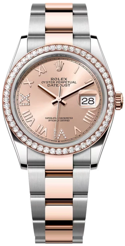 36 mm, Oystersteel, Everose gold and diamonds