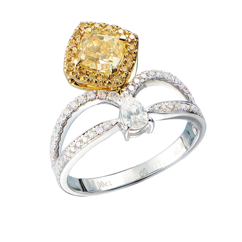 CUSHION DIAMOND 1.00 CT FANCY LIGHT YELLOW/VS1 RING (GIA)