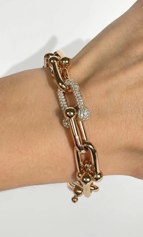 Tiffany & Co Tiffany HardWear Large Link Bracelet in Rose Gold with Diamonds 60451109 5