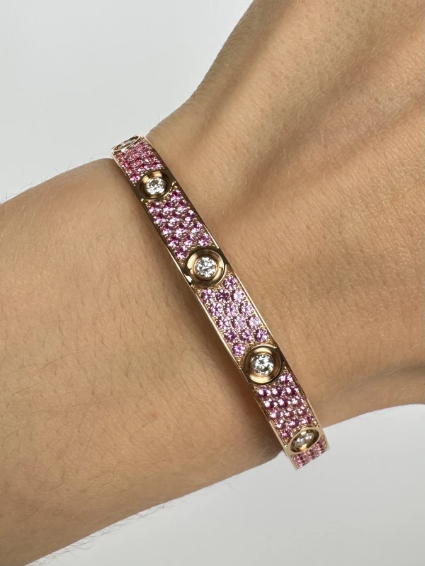 Cartier LIMITED EDITION LOVE BRACELET, ROSE SAPPHIRE PAVED IN ROSE GOLD (SIZE 17) N6739517 4