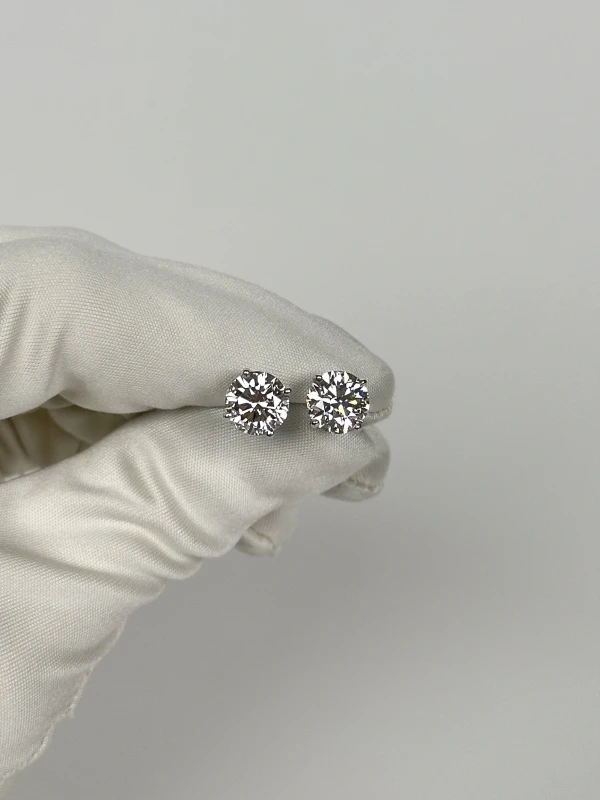 СЕРЬГИ NO NAME ROUND DIAMOND 2.20-2.18 CT F/SI1-SI2 EARRING (NEW) NN2.20-2.18 CT F/SI 2