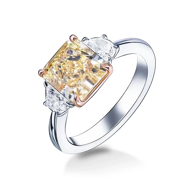 DIAMOND RING 3.03 CT FANCY YELLOW/VVS2