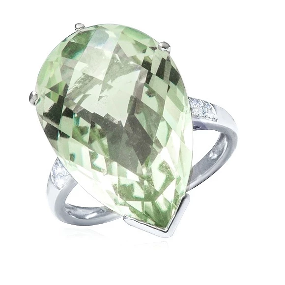 СЕРЬГИ NO NAME КОЛЬЦО С ПРАЗИОЛИТОМ 18.00 СТ LIGHT YELLOWISH GREEN/VS 18.00 СТ