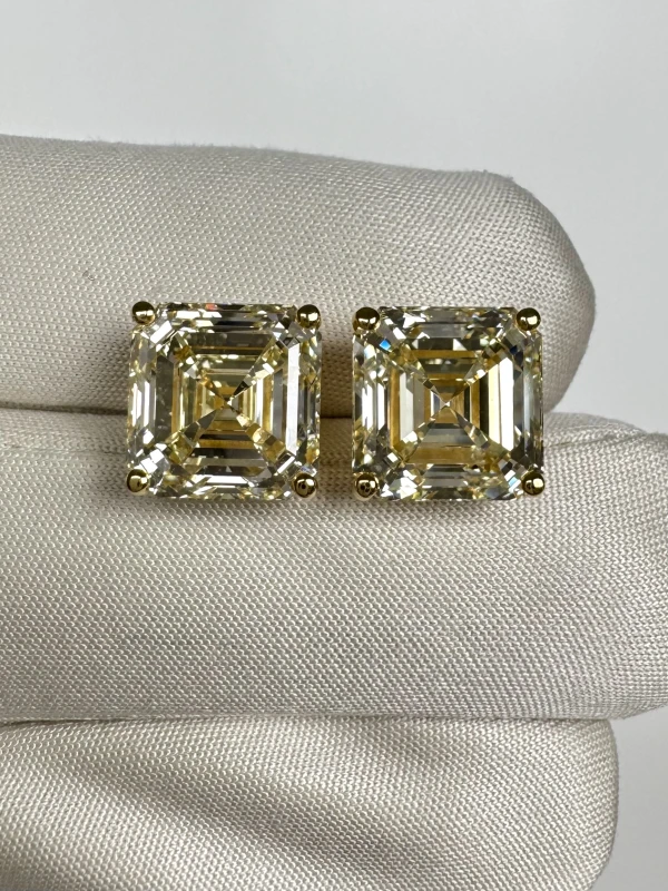Earrings without a brand ASSCHER DIAMOND 7.02 - 7.02 CT U to V - S to T/VVS2 EARRINGS (GIA) EXEXEX NN7.02-7.02 4