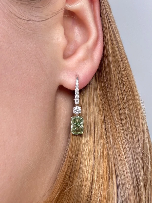 No name RADIANT DIAMOND 2.09-2.13 CT FANCY VIVID GREEN*/VVS2-VS1 EARRINGS (GIA) nn2.09-2.13 ct FVG/VS1 4