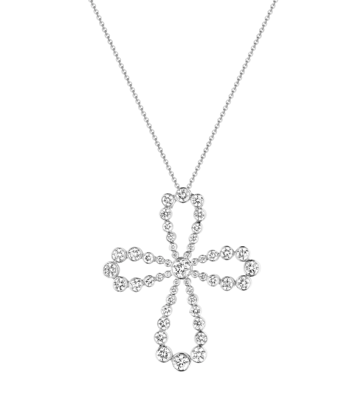MEDIUM CROSS PLATINUM DIAMOND PENDANT