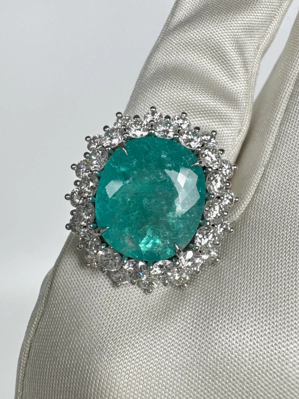 No name OVAL TOURMALINE PARAIBA 10.64 CT RING (SIZE 55) P10.64 CT 4