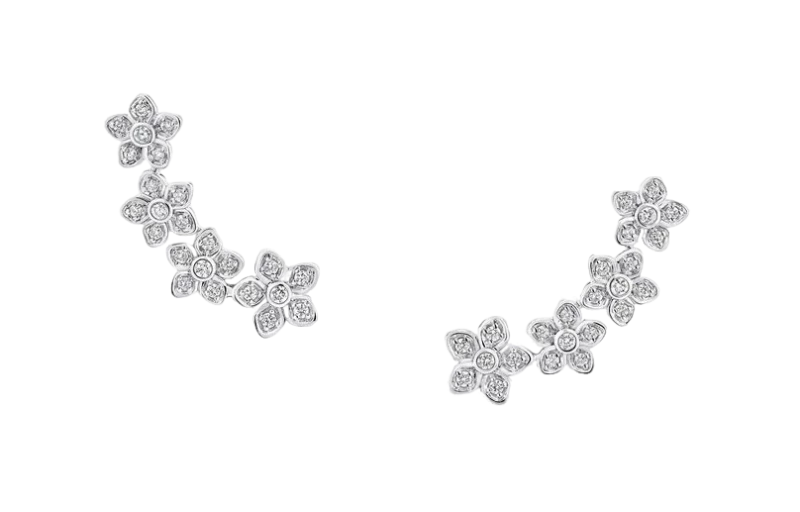 Wild Flower Petite Pavé Diamond Ear Climbers