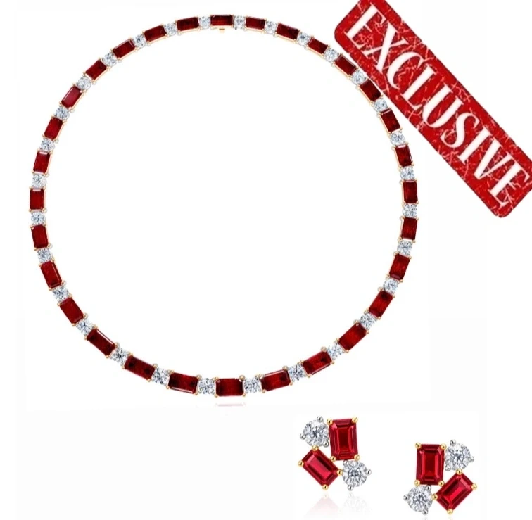 RUBY  50.39 CT "PIGEONS BLOOD" & DIAMONDS 12.39 CT SET (GRS/GIA)