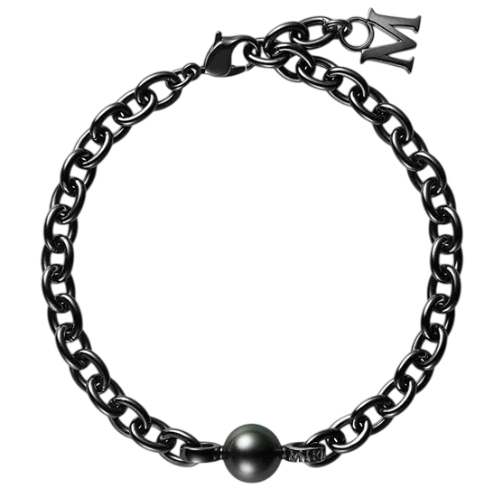 Mikimoto Passionoir Black South Sea Cultured Single Pearl Chain Bracelet MDQ10067BS 1