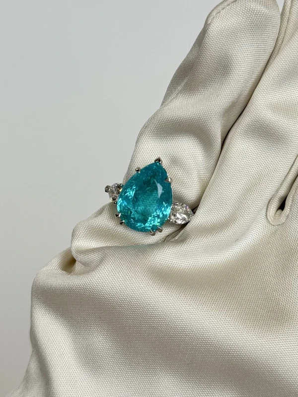 Earrings without a brand PARAIBA TOURMALINE 8.46 CT RING, MOZAMBIQUE ( GRS/GIA ) NN8.46 5