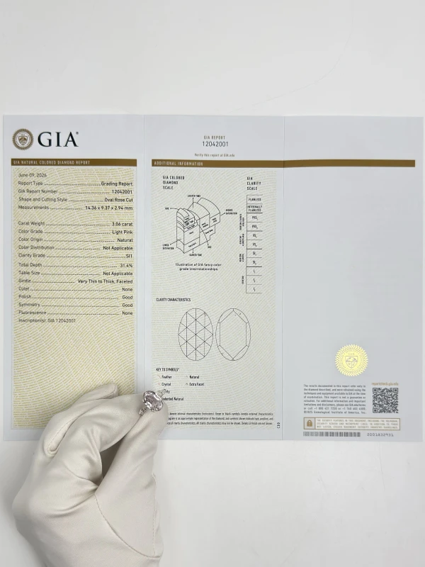 Earrings without a brand Diamond 3.06 ct Natural, Light Pink/SI1 Ring (GIA) 3.06 CT LIGHT PINK/SI1 5