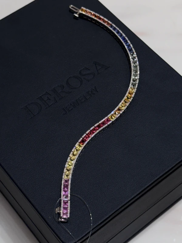 DeRosa MULTICOLOR SAPPHIRE TENNIS BRACELET 10.78 CT  (SIZE 17) B868071 3
