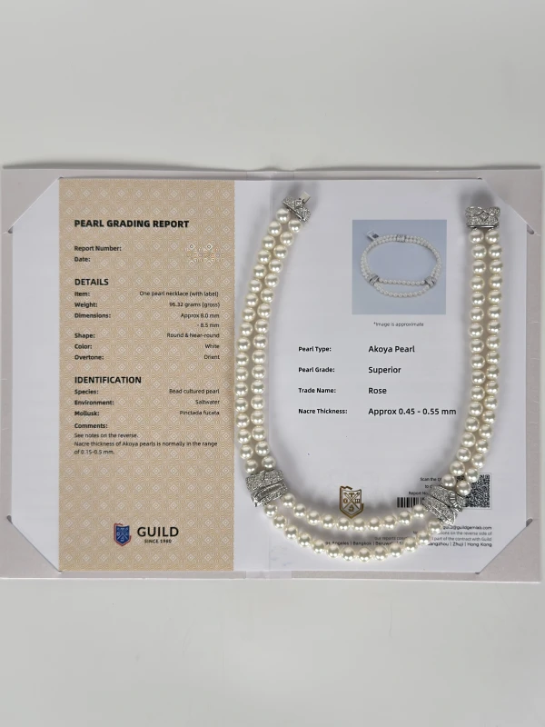 No name AKOYA PEARL 8.00-8.50 MM & DIAMONDS 4.12 CT NECKLACE P8-8.5MM 5