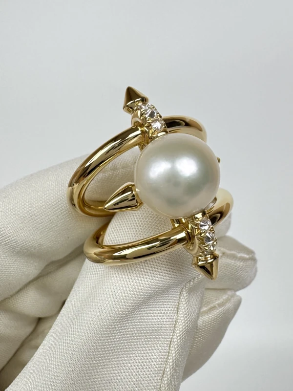 Tiffany & Co Tiffany Titan by Pharrell Williams Pearl Ring in Yellow Gold with Diamonds (SIZE 56) 73582385 4