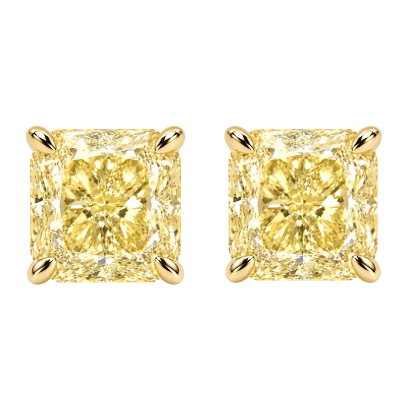 RADIANT DIAMOND 3.01-3.08 CT FANCY YELLOW/VVS2-VS1 EARRINGS