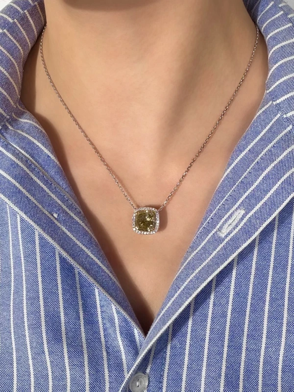 СЕРЬГИ NO NAME CUSHION DIAMOND 10.02 CT FANCY BROWN-YELLOW PENDANT (GIA) NN10.02CTFBY/SI2 2