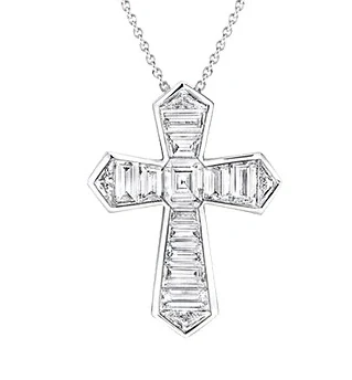 BAGUETTE CUT DIAMOND CROSS PENDANT