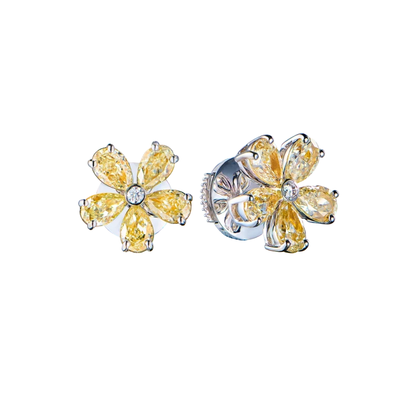 DeRosa FLOWER EARRINGS 3.83 CT FANCY LIGHT YELLOW E489456 1