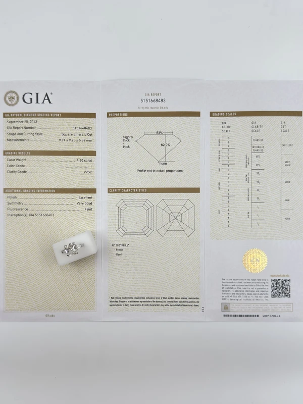 No name ASHER DIAMOND 4.60 CT I/VVS2 RING (SIZE 52) GIA NN4.60I 5