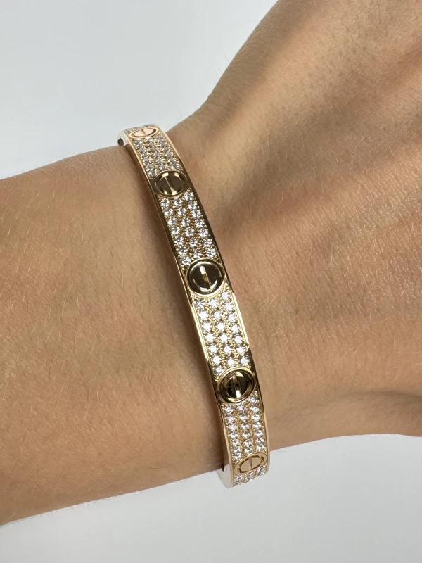 Cartier LOVE BRACELET, PINK GOLD, DIAMONDS (SIZE 18) N6036918 6