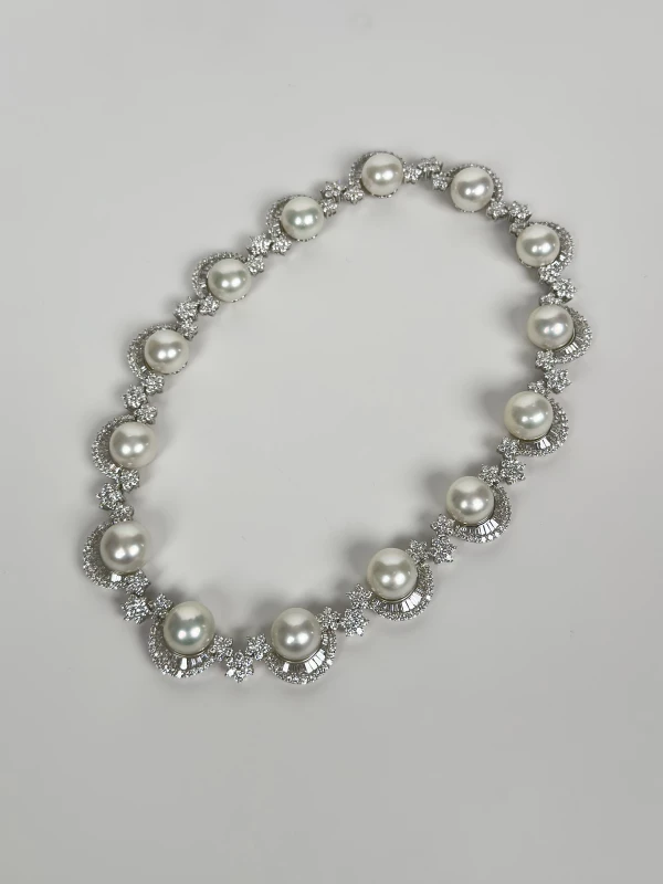 СЕРЬГИ NO NAME PEARL Ø 12.9-13.9 mm & DIAMOND 23.20 CT NECKLACE NN23.20CT2701 6