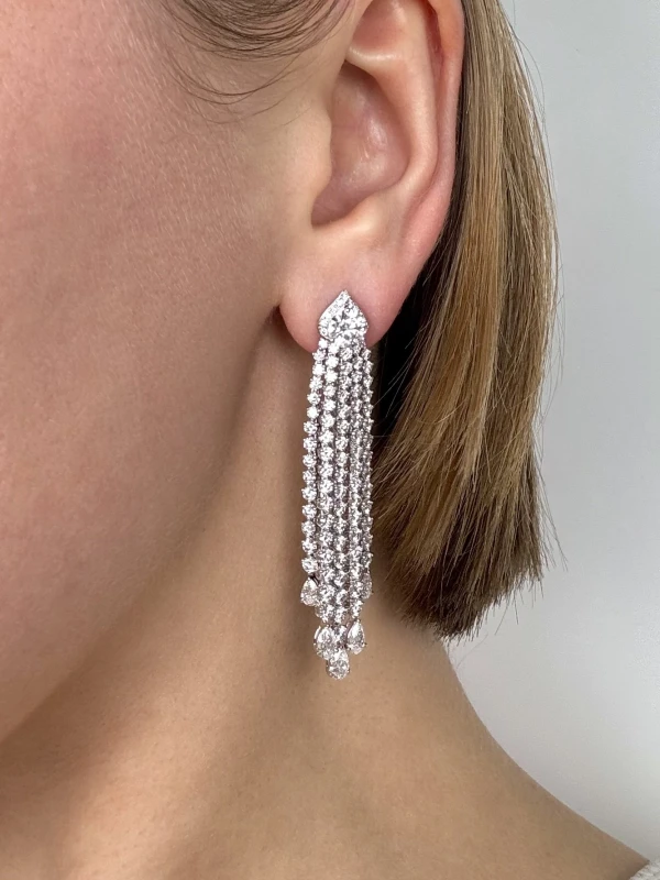 GRAFF JASMINE MOTIF&CASCADING STRAND DROP EARRINS WITH DIAMONDS 9.20 CT RGE 9.20 CT 2