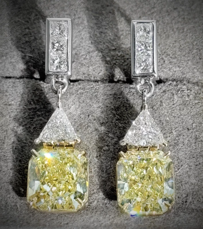 СЕРЬГИ NO NAME С БРИЛЛИАНТАМИ 4.10 CT FANCY YELLOW/VS1- 4.27 CT FANCY YELLOW/VS1 4.10 CT FY/VS1- 4.27 CT FY/VS1 3