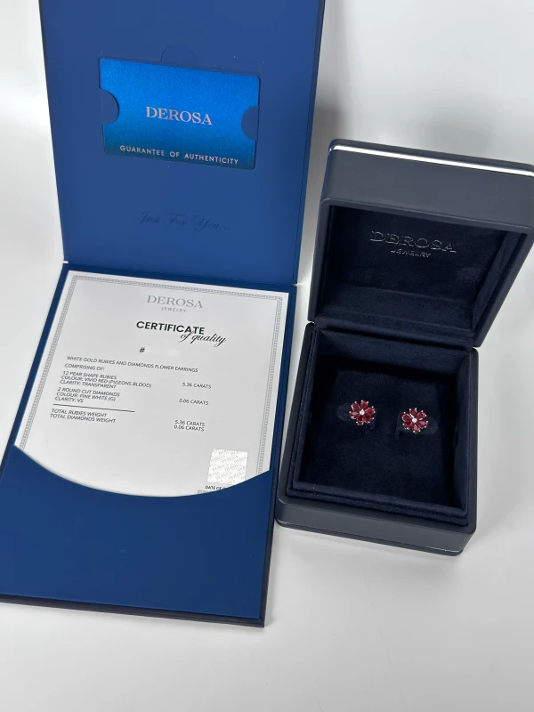 DeRosa FLOWER RUBY 5.36 CT "PIGEON BLOOD" EARRINGS E296634 4