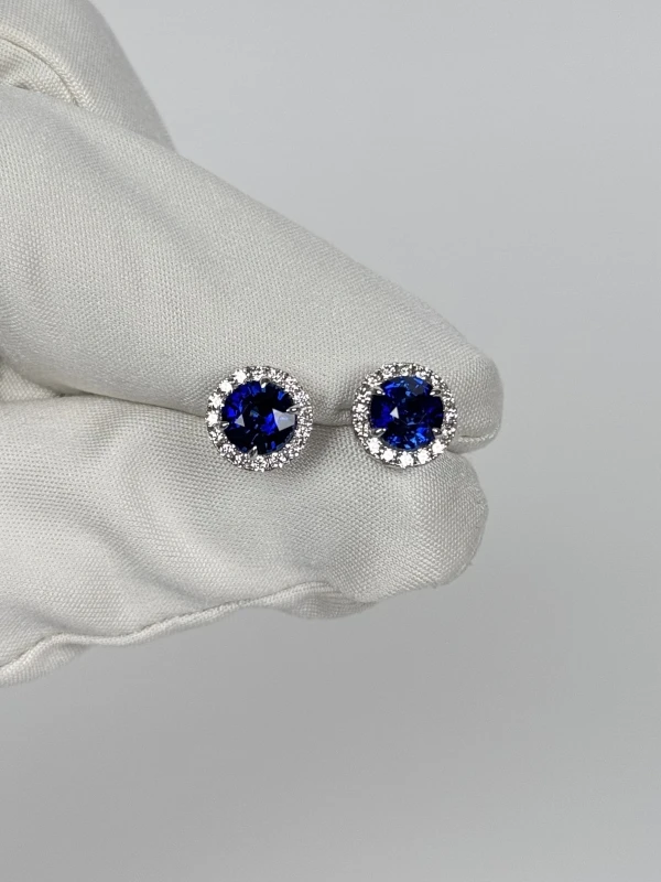 DeRosa SAPPHIRE EARRINGS 1.38 - 1.21 CT VIVID BLUE E470259 2