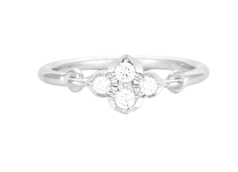 Flower Diamond White Gold Ring (SIZE 52)