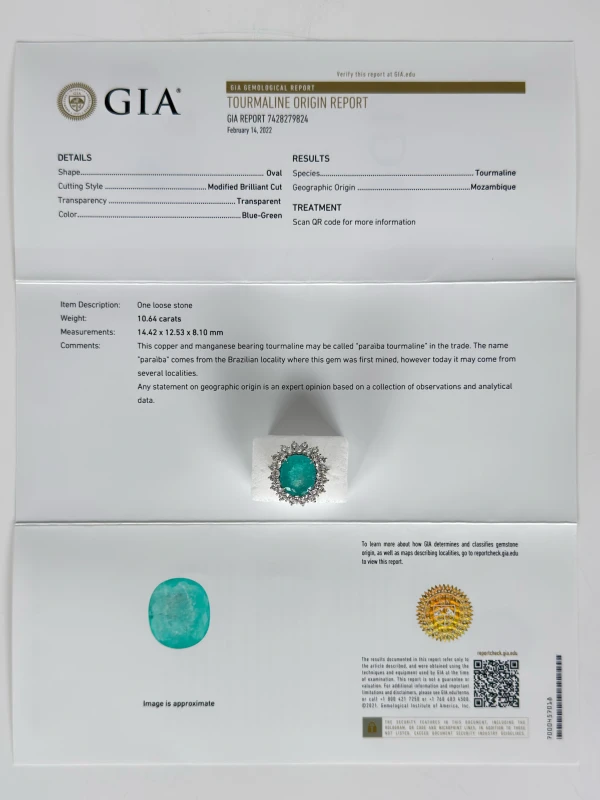 No name OVAL TOURMALINE PARAIBA 10.64 CT RING (SIZE 55) P10.64 CT 5