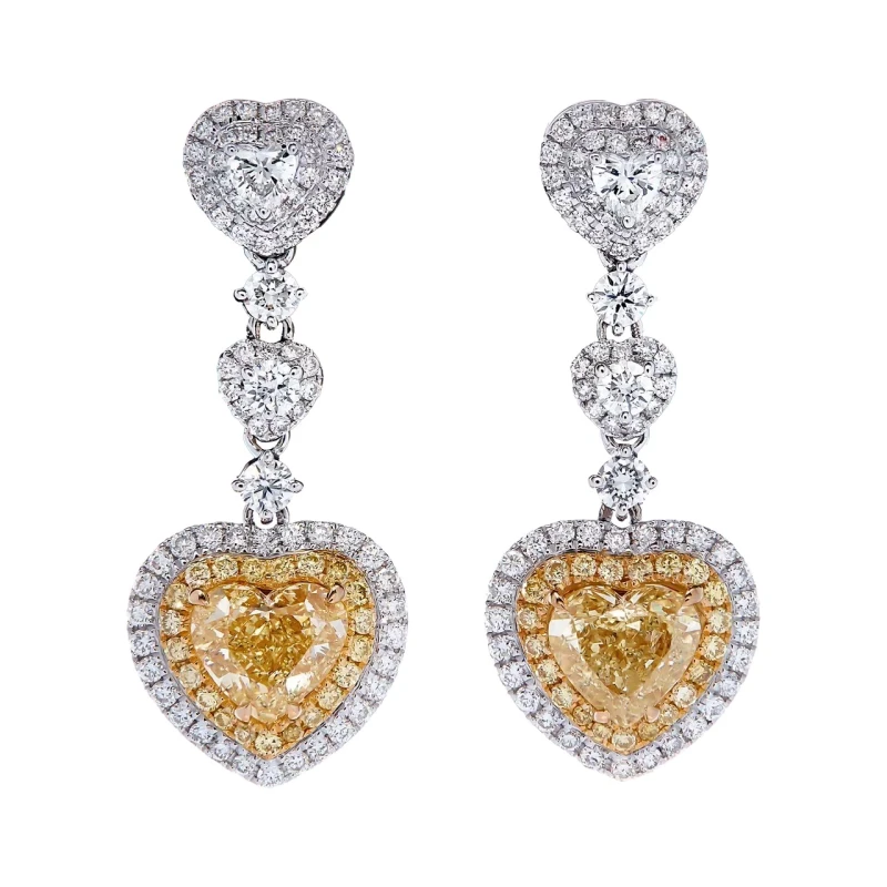 HEART DIAMOND 1.01-1.00 CT FANCY YELLOW/SI2 EARRINGS