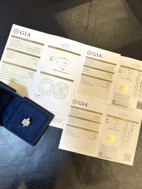 СЕРЬГИ NO NAME CUSHION DIAMOND 11.05 CT G*/VVS2 RING (GIA) NN11.05CT 6