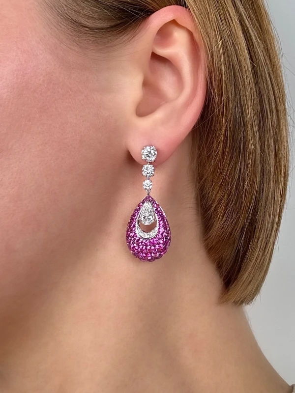 GRAFF SAPPHIRE 6.99 CT & DIAMOND 3.90 CT EARRINGS GE3.90-6.99 2