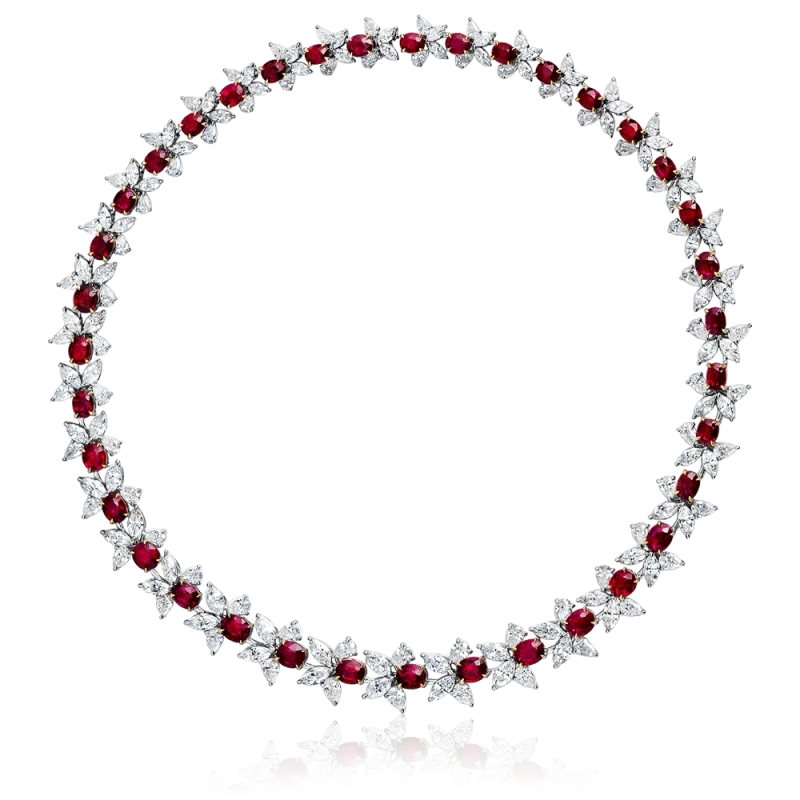 RalfDiamonds OVAL RUBY 23.85 CT & DIAMOND 22.63 CT NECKLACE RFD23.85CT 2
