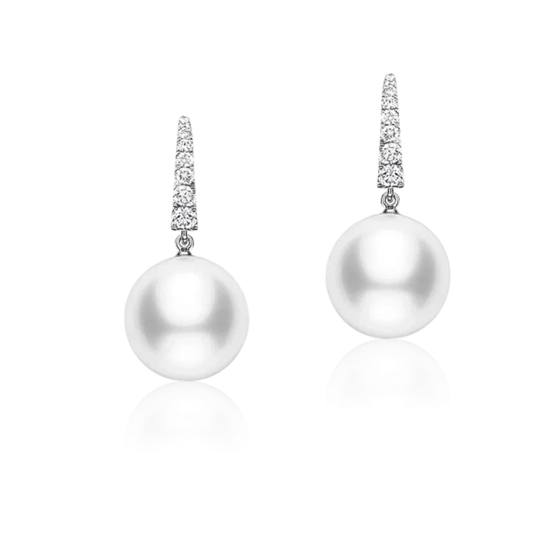 DIAMOND AND PEARL 14.6 mm EARRINGS (GIA)