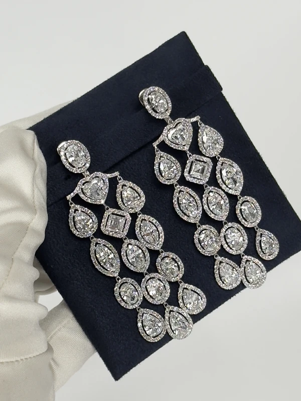David Morris Platinum White Fancy Cut Diamond Chandelier Earrings 09-31-627 4