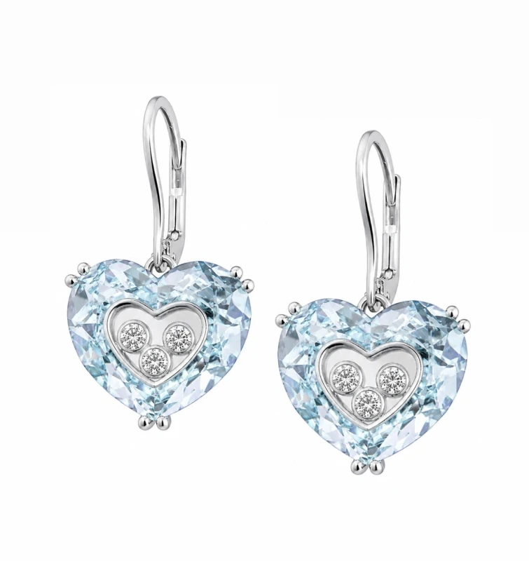 SO HAPPY BLUE CRYSTAL HEART EARRINGS