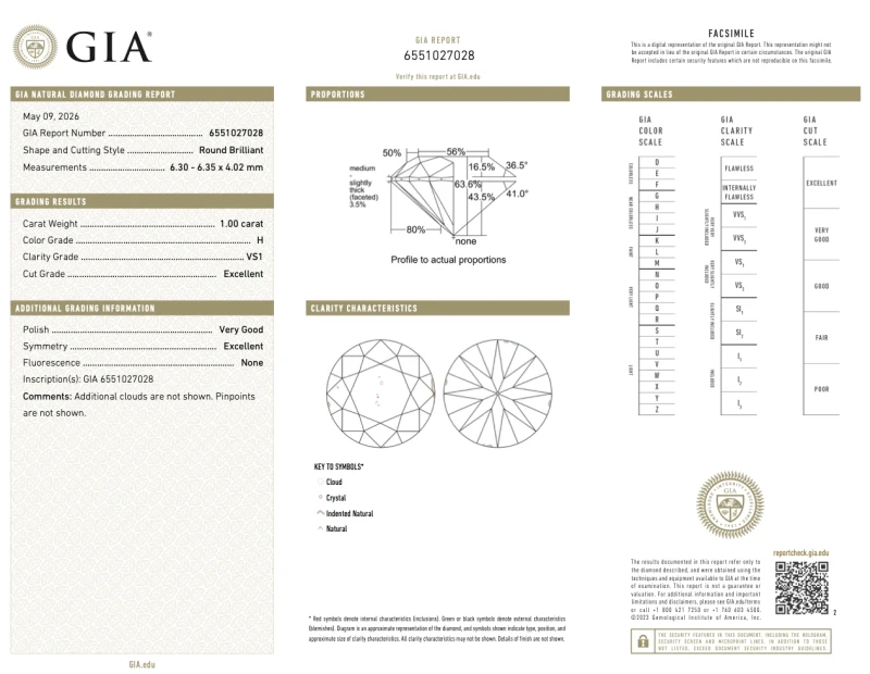 Earrings without a brand ROUND DIAMOND 1.00-1.00 CT H/VS1 EARRINGS (GIA) 2862-NN1.00-1.00 H/VS1 2