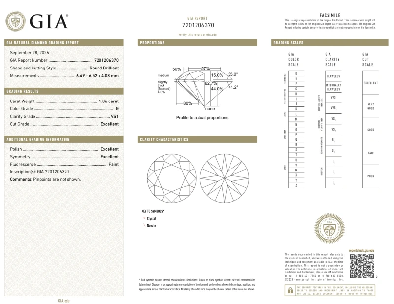 No name ROUND DIAMOND 1.06-1.08 CT G/VS1 EARRINGS (GIA) 720651-NN106-1.08 CT G/VS1 2