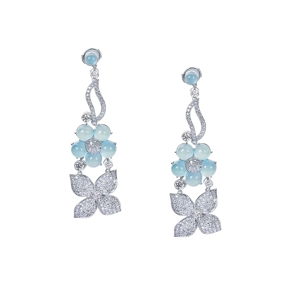 AQUAMARINE & DIAMOND EARRINGS