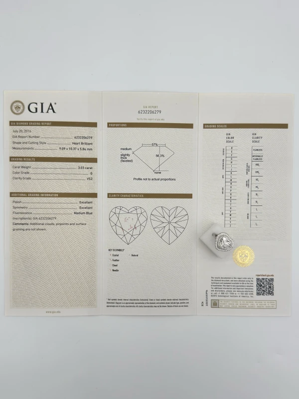 Earrings without a brand HEART DIAMOND 3.03 CT G/VS2 RING (GIA) NN3.03g/vs2 7